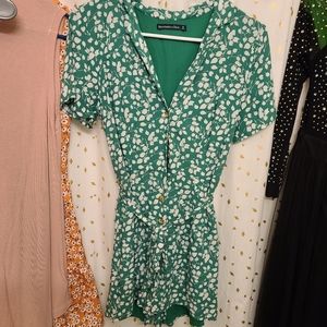 Green flower romper